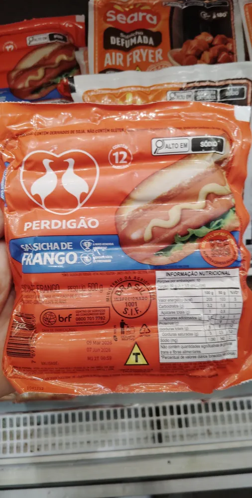 Salsicha De Frango Hot Dog Perdigão 500g 12 Unidades