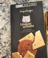 Língua de gato branco com cookies