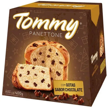 Panettone Com Gotas De Chocolate Tommy Caixa 400g