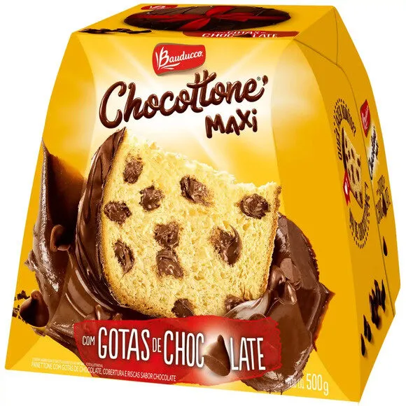 Panettone Com Gotas De Chocolate Cobertura Chocolate Bauducco Chocottone Maxi Caixa 500g