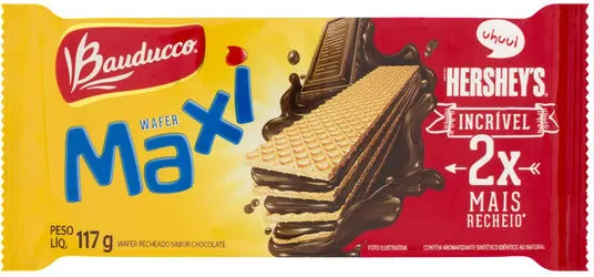 Biscoito Wafer Recheio Chocolate Bauducco Maxi Pacote 117g