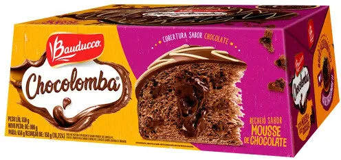 Bolo De Páscoa Recheio Mousse De Chocolate Cobertura Chocolate Bauducco Chocolomba Maxi Caixa 650g