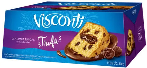 Bolo De Páscoa Com Gotas De Chocolate Recheio Trufa Visconti Caixa 500g