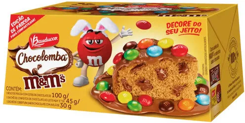 Kit Bolo De Páscoa Com Gotas De Chocolate 100g Sachê De Cobertura Chocolate Com Avelã 30g Bauducco Chocolomba Sachê De Confeitos Chocolate Ao Leite M Ms 45g Edição De Páscoa