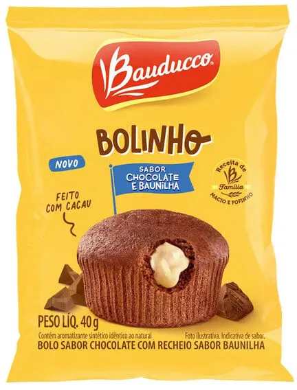 Bolinho Chocolate Recheio Baunilha Bauducco Pacote 40g