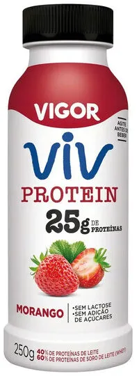 Iogurte Desnatado Morango Zero Lactose Vigor Viv Protein Frasco 250g