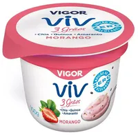 Iogurte Integral Morango Sem Adição De Açúcar Vigor Viv 3 Grãos Pote 100g
