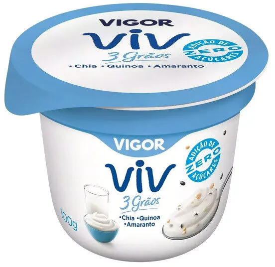 Iogurte Integral Sem Adição De Açúcar Vigor Viv 3 Grãos Pote 100g