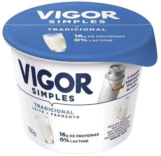 Iogurte Parcialmente Desnatado Tradicional Zero Lactose Vigor Viv Simples Pote 130g