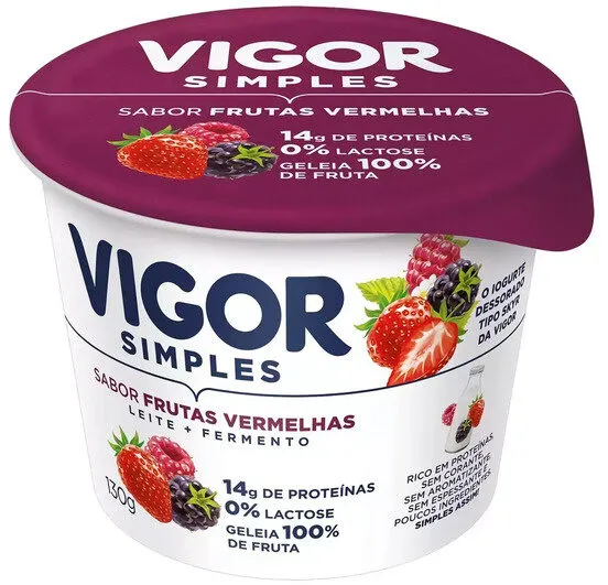 Iogurte Parcialmente Desnatado Frutas Vermelhas Zero Lactose Vigor Viv Simples Pote 130g