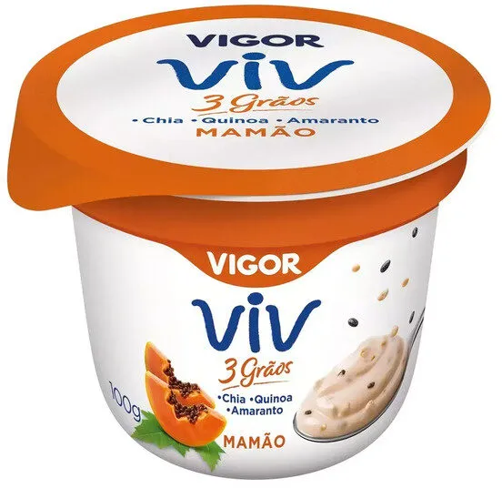 Iogurte Integral Mamão Vigor Viv 3 Grãos Pote 100g