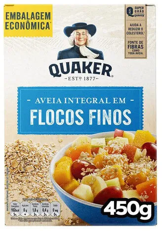 Aveia Em Flocos Finos Quaker Caixa 450g Embalagem Econômica