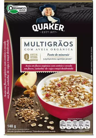 Aveia Orgânica Em Flocos Multigrãos Quaker Caixa 148g