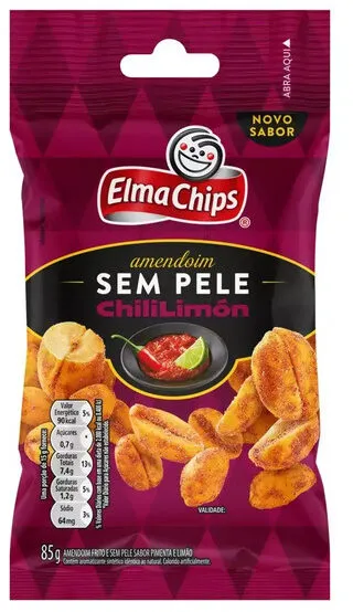 Amendoim Frito Sem Pele Chili Limón Elma Chips Pacote 85g