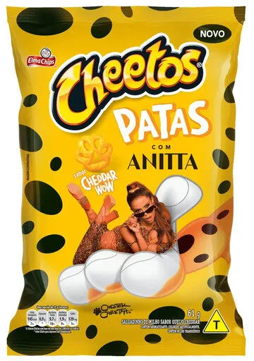 Salgadinho De Milho Cheddar Wow Patas Com Anitta Elma Chips Cheetos Pacote 61g