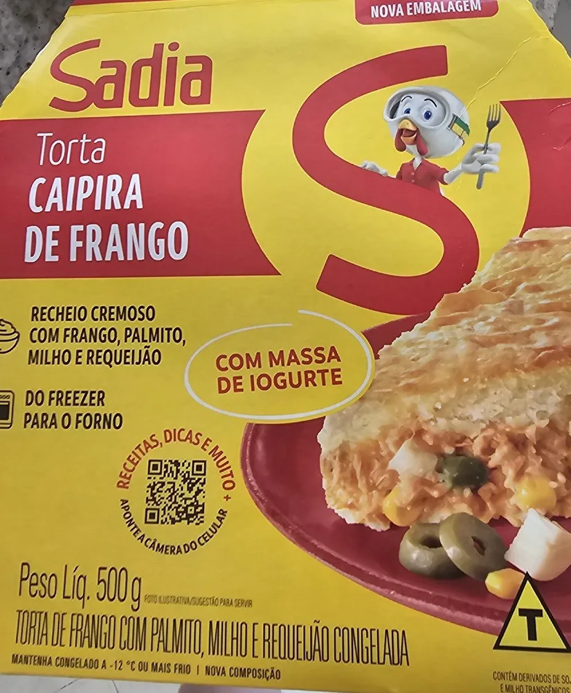 Torta Congelada Frango, Palmito, Milho E Requeijão Sadia Caixa 500g