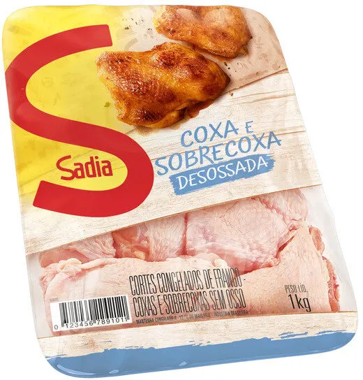 Coxa Com Sobrecoxa De Frango Congelada Sem Osso Sadia 1kg