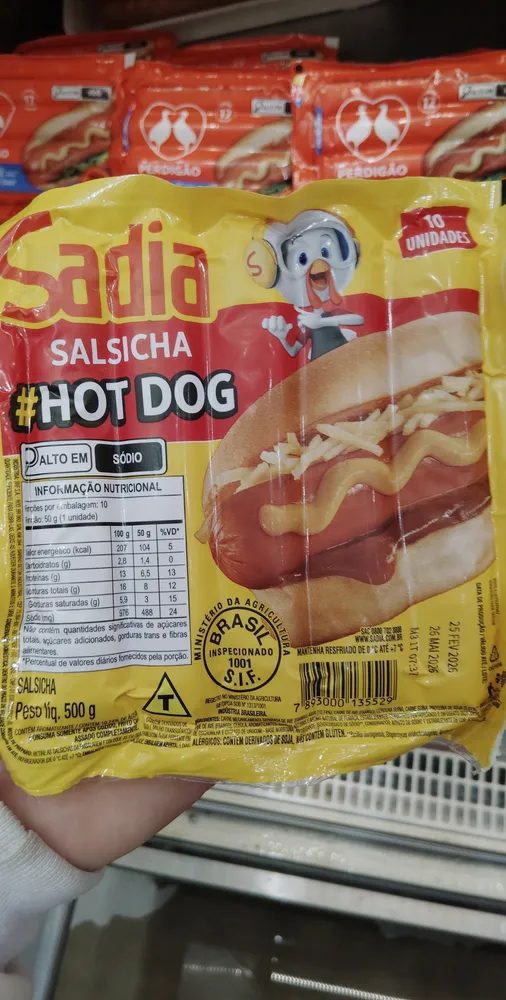 Salsicha Hot Dog Sadia 500g 10 Unidades