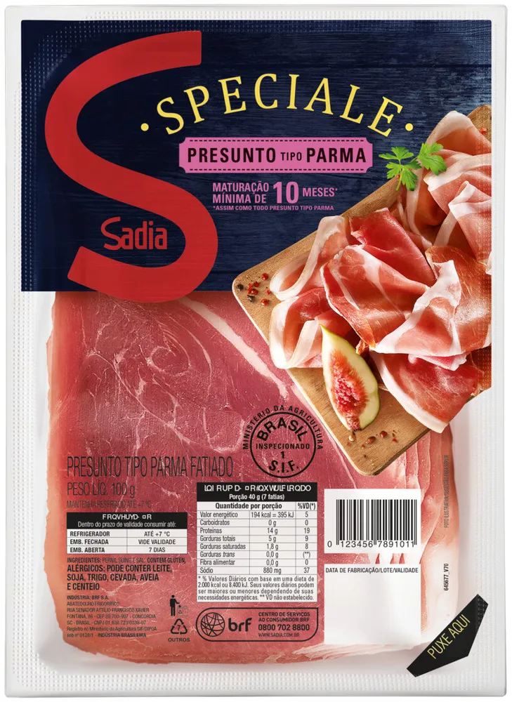 Presunto Parma Fatiado Sadia Speciale 100g