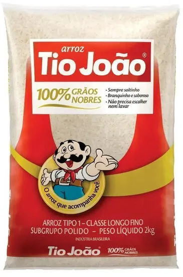 Arroz Tio João 100 Grãos Nobres Tipo 1 Classe Longo Fino 2kg