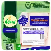 Coxa Com Sobrecoxa De Frango Congelada Sem Osso Korin Sustentável Livre De Transgênicos 600g