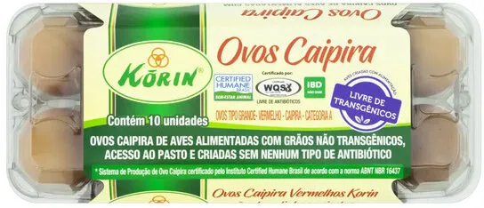 Ovos Caipira Grande Korin Sem Transgênicos Bandeja 10 Unidades