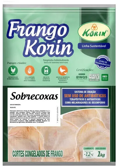 Sobrecoxa De Frango Congelada Korin Sustentável Livre De Transgênicos 1kg