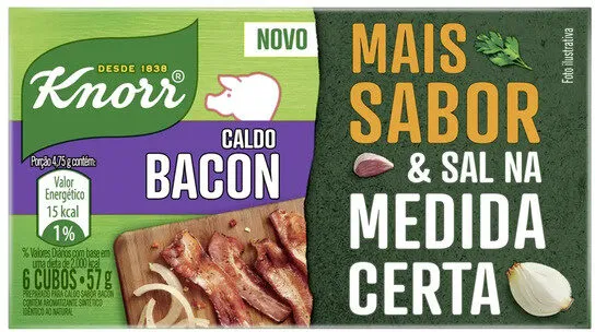 Caldo Tablete Bacon Knorr Mais Sabor Caixa 57g 6 Unidades