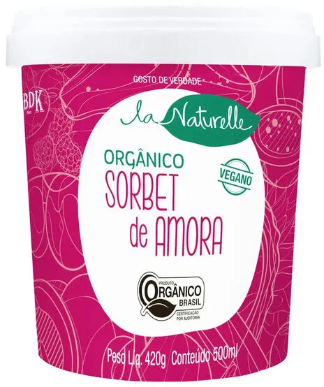 Sorbet Orgânico Amora Zero Lactose La Naturelle Pote 500ml