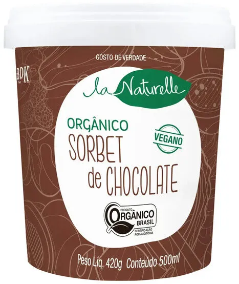 Sorbet Orgânico Chocolate Zero Lactose La Naturelle Pote 500ml