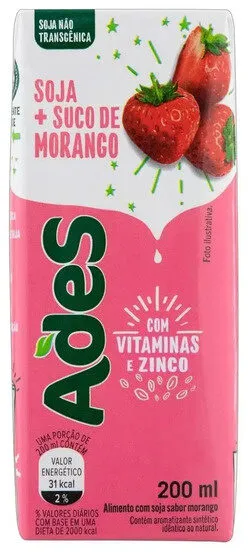 Bebida à Base De Soja Morango Ades Caixa 200ml
