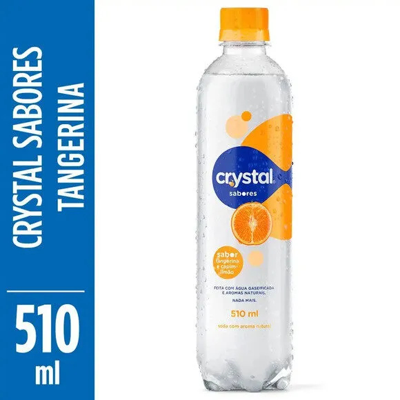 água Saborizada Com Gás Tangerina E Capim Limão Crystal Sabores Garrafa 510ml