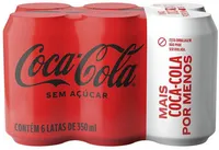 Pack Refrigerante Sem Açúcar Coca Cola Lata 6 Unidades 350ml Cada Leve Mais Pague Menos