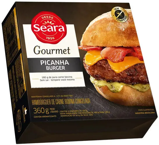 Hambúrguer De Carne Bovina Picanha Seara Gourmet Caixa 360g 2 Unidades