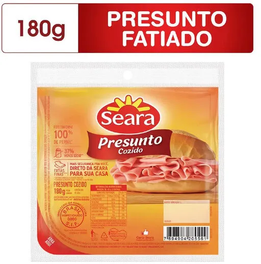 Presunto Cozido Fatiado Seara 180g