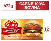 Hambúrguer De Carne Bovina Tradicional Seara Caixa 672g 12 Unidades