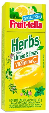 Bala Limão E Ervas Zero Açúcar Fruit Tella Caixa 18,9g