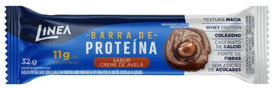 Barra De Proteína Creme De Avelã Cobertura Chocolate Ao Leite Linea Pacote 32g