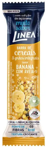 Pack Barra De Cereal 3 Grãos Banana Com Aveia Zero Açúcar Linea Caixa 60g 3 Unidades