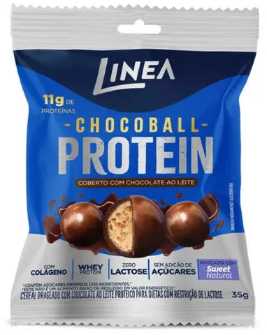Confeito De Chocolate Ao Leite Zero Lactose Linea Chocoball Protein Caixa 280g 8 Unidades