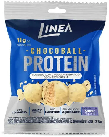 Confeito De Chocolate Ao Leite Cobertura Cookiesn Cream Zero Lactose Linea Chocoball Protein Caixa 280g 8 Unidades