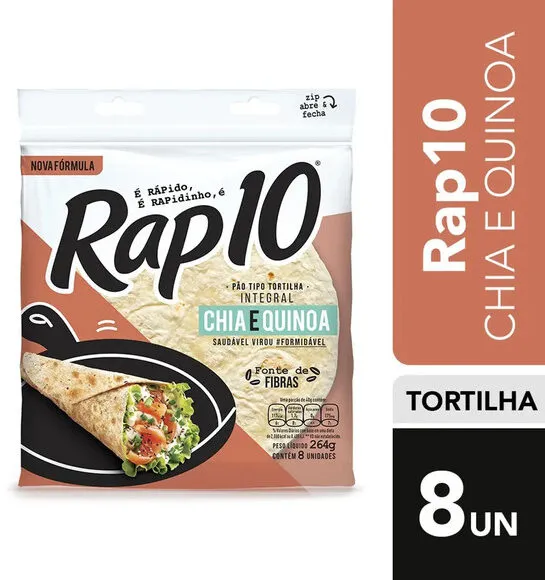 Pão Tortilha Integral Chia E Quinoa Rap10 Pouch 264g