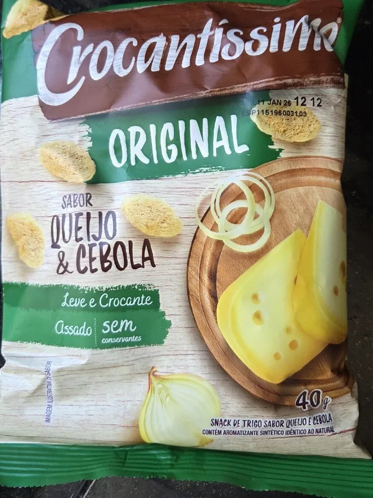 Snack De Trigo Queijo Cebola Crocantíssimo Original Pacote 40g