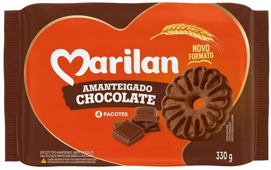 Biscoito Amanteigado Chocolate Marilan Pacote 330g
