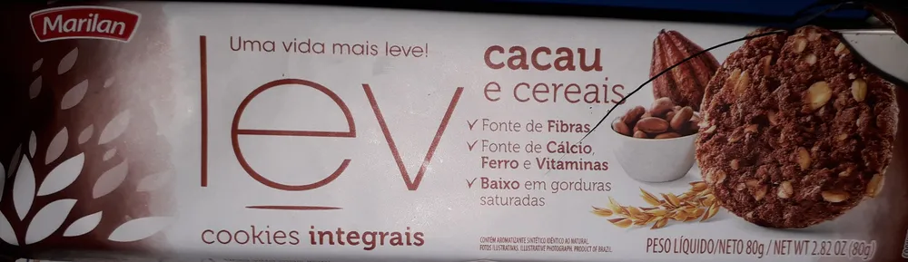 lev cookies integrais cacau e cereais