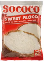 Coco Ralado úmido Adoçado Em Flocos Sococo Sweet Floco Pacote 100g