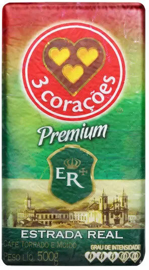 Café Torrado E Moído A Vácuo 3 Corações Estrada Real Premium Pacote 500g