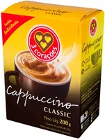 Cappuccino Solúvel Classic 3 Corações Caixa 200g 10 Unidades
