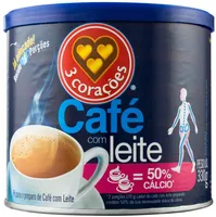 Café Com Leite Solúvel 3 Corações Lata 330g