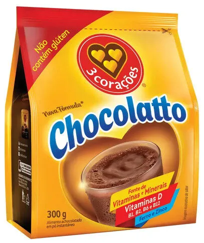 Achocolatado Pó 3 Corações Chocolatto Pacote 300g